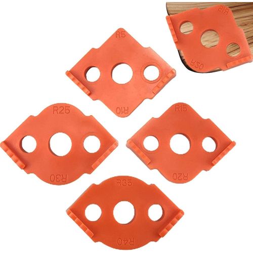 Gabarits De Dfonceuse  Bois, 4 Pices, Localisateurs D'angles Arrondis - R5 R10 R15 R20 R25 R30 R35 R40 Pour Fraiseuse  Bois