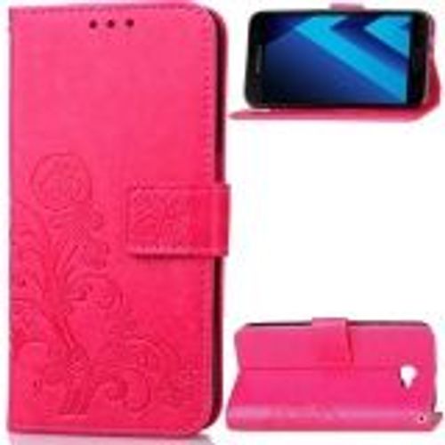 Saturcase Lucky Clover Pu Cuir Magntique Flip Portefeuille Support Porte-Carte Coque Housse tui Pour Samsung Galaxy A5 (2017) Sm-A520f (Rose)