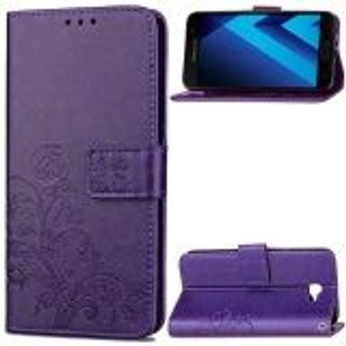 Saturcase Lucky Clover Pu Cuir Magntique Flip Portefeuille Support Porte-Carte Coque Housse tui Pour Samsung Galaxy A5 (2017) Sm-A520f (Violet)