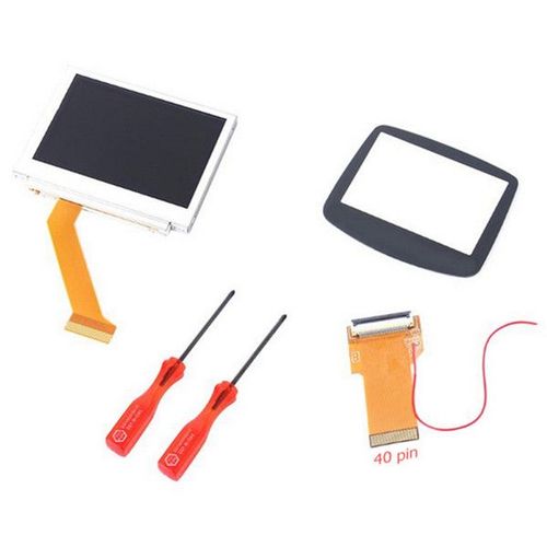 Gaming Lcd Screen Set Avec Cble Rtro-clairage Accessoires Remplacement En Verre Miroir Durable Pour Gba Gameboy Advance (40 Pin)