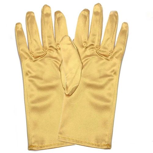 Gants Courts Extensibles En Satin Pour Femme,Gants De Rh,Robe De Soire,Performance De Danse,Noir,Blanc,Rouge,1 Paire - Type B-Gold