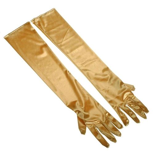 Gants Courts Extensibles En Satin Pour Femme,Gants De Rh,Robe De Soire,Performance De Danse,Noir,Blanc,Rouge,1 Paire - Type C-Gold