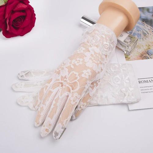 Gants D't En Dentelle De Soie Glace Pour Femmes,Anti-Ultraviolet,Fins Pour La Conduite De Voiture lectrique,Antidrapants,Respirants,Protection Contre Le Soleil - Type White 2 Bows