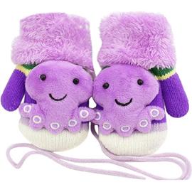 Gants de ski pour bébés enfants filles bébé dessin animé imprimé chaud  tricoté bébé gants de neige tirer sur les mitaines de mode d'hiver Huarache  (violet, L)