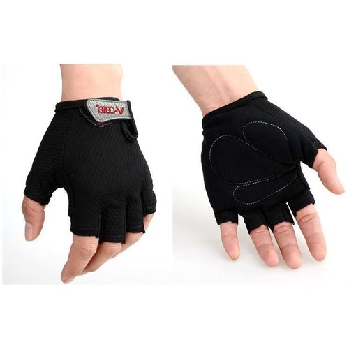 Gants Demi-Doigts Tour De France/Gants De Vlo/Demi-Gants D'quitation/Gants Courts Absorbant Les Chocs Respirant Multicolore, Noir- M