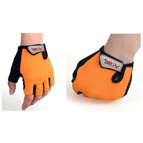Gants Demi-Doigts Tour De France/Gants De Vlo/Demi-Gants D'quitation/Gants Courts Absorbant Les Chocs Respirant Multicolore, Orange- M