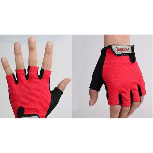 Gants Demi-Doigts Tour De France/Gants De Vlo/Demi-Gants D'quitation/Gants Courts Absorbant Les Chocs Respirant Multicolore, Rouge-L