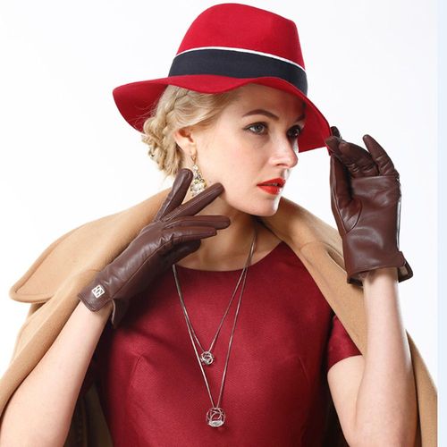 Gants En Cuir De Mouton Vritable Pour Femmes lgants Et  La Mode En Cuir D'agneau Chaud Faits  La Main Luxueux Hiver S2110