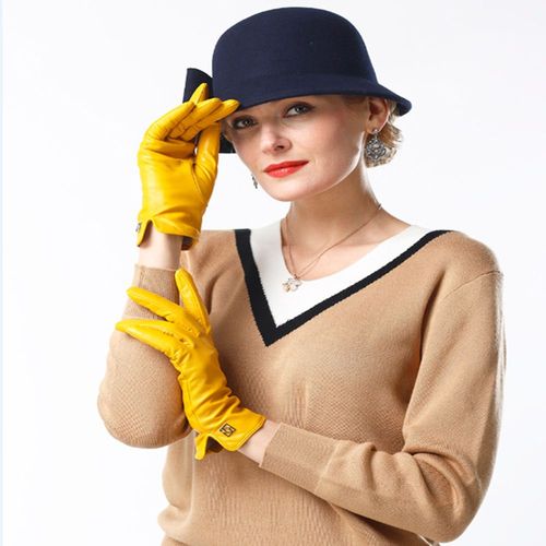 Gants En Cuir De Mouton Vritable Pour Femmes lgants Et  La Mode En Cuir D'agneau Chaud Faits  La Main Luxueux Hiver S2110