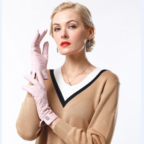Gants En Cuir De Mouton Vritable Pour Femmes lgants Et  La Mode En Cuir D'agneau Chaud Faits  La Main Luxueux Hiver S2110