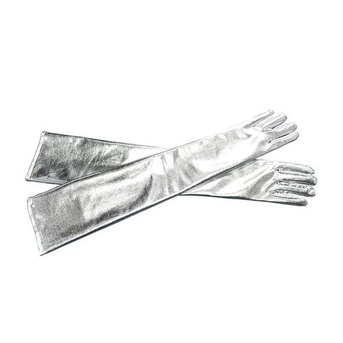 Gants Mtalliques En Faux Cuir Pour Femmes,Aspect Dos Or Et Argent,Mitaines De Performance De Soire,Gants Longs En Latex,Longueur De Coude Sexy - Type New Silver-M