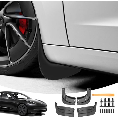 Garde-Boue Pour Tesla Model 3 Highland, Bavettes Avant Et Arrire Avec Vis De Montage, Pare Boue Anti-claboussures Pas Besoin De Percer, Model 3 2024 2025 Accessoires [4 Pices][Voi6173134]