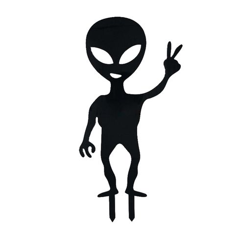 Garden Stake Fun Pose Realistic Style Sharp Tip Decoration Non-Breakable Funny Black Alien Yard Art Insert Sign Courtyard Supply Kaesi