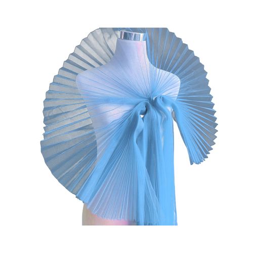 Garnitures En Dentelle  Volants, Garniture En Tissu En Maille Plisse, Tissu  Volants En Organza, Bordure En Dentelle De Tulle En Mousseline De Soie Pour La Couture De Robe De Marie, Artisanat De Coupe-Bleu Clair