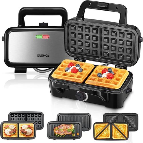 Gaufrier 1200W, Appareil Croque Monsieur 3 En 1, Contrle De La Temprature  5 Vitesses, Machine  Gaufres Et Croques,  Sandwich Et Grill, Revtement Antiadhsif Pour Nettoyage F[IND6230131]
