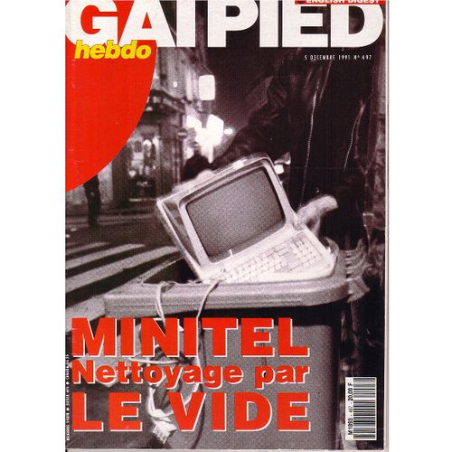 Gay Vintage Revue Magazine Gai Pied N 497  5 Decembre 1991  
