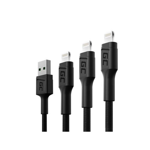 GC Ray LED | SET 3x 30cm 120cm 200cm Lightning Cble Nylon Chargeur Cable pour Apple iPhone 12 11 SE Pro/Max | iPhone X XR XS Max | iPhone 8 7 Plus | iPhone 6 6S 5 5C 5S | iPad Air/Pro/Mini