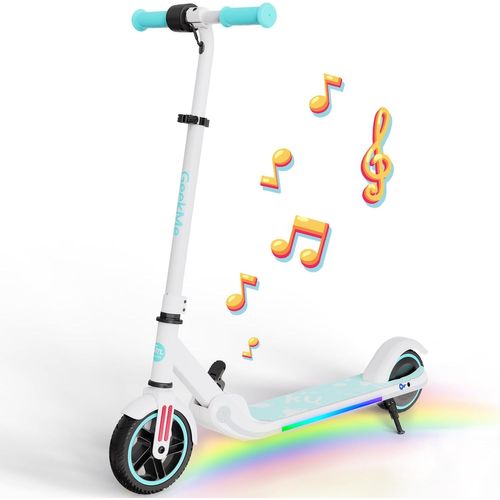 GeekMe Trottinette ?�lectrique pour Enfants - Vitesse r?�glable - 200W - N?�ons color?�s - Musique 