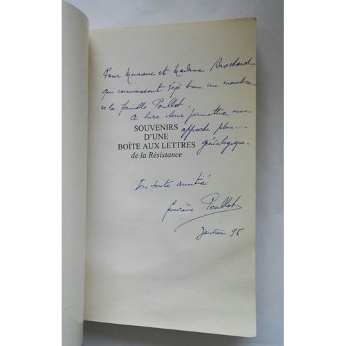 Genevive Poullot Souvenirs D'une Bote Aux Lettres De La Rsistance Avec Un Envoi Autographe Sign 1995 Editions De Guibert
