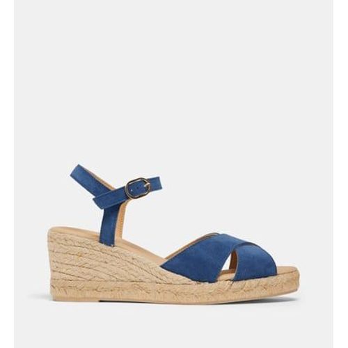 Geox - Sandales Compenses Croises Daim Gelsa - Bleu - 39