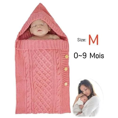 Gigoteuse,Couverture D\'emmaillotage En Tricot,Sac De Couchage  Capuche Enveloppante,Turbulette Rglable,Pour Poussette,Bb,Fille