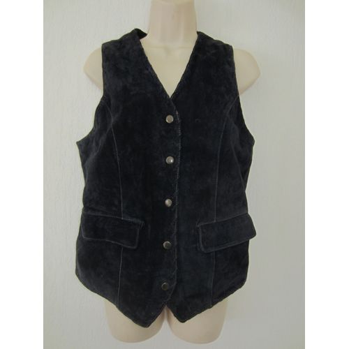 Gilet Bleu En Crote De Cuir T 40