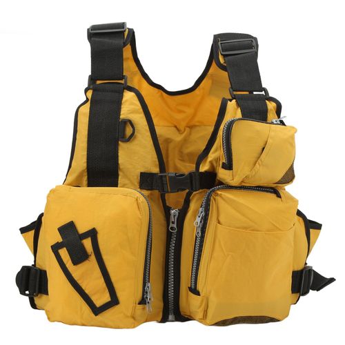 Gilet De Peche A La Mouche En Maille Jaune, Taille Unique, Sac A Dos Avec Plusieurs Poches Pour Hommes Et Femmes