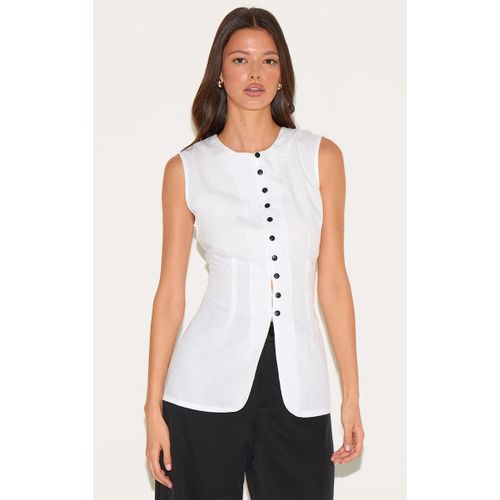 Gilet En Effet Lin Mlang Blanc  Boutons, Blanc