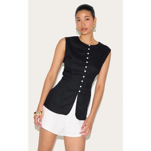 Gilet En Effet Lin Mlang Noir  Boutons, Noir