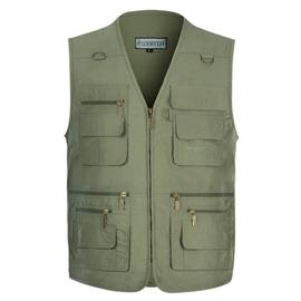 Gilet Exterieur Veste Sans Manches Multi Poches Pour Homme Col V Sport Voyage Photographie Peche Rakuten