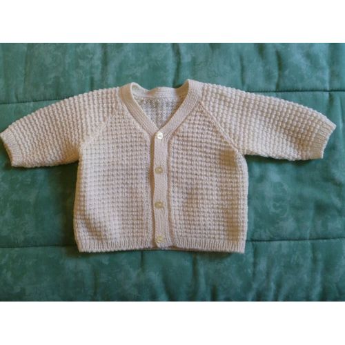 Gilet Jaune Boutonn Devant Fait Main Taille 3 Mois