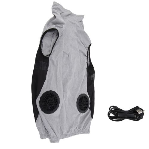 Gilet Rafraichissant Pour Homme Et Femme, 3 Niveaux Reglables, En Maille Respirante, Avec 2 Ventilateurs, Ideal Pour Le Travail Par Temps Chaud, Taille L