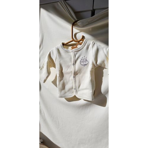 Gilet / Veste cru 0-3 Mois En Coton Bio Double paisseur, Doux Et Chaud. Fermeture  Boutons-Pression, Logo Brod, Coupe Confortable. Idal Pour Envelopper Bb De Douceur Ds La Naissance.