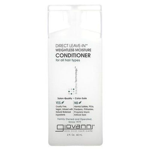Giovanni Aprs-Shampooing Hydratant Sans Rinage Direct, Pour Tous Les Types De Cheveux, 60 Ml