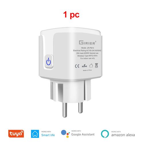 Girier-Tuya Smart Wifi Plug,20a,Tlcommande,Prise De Courant,Eu Power Monitor,Minuterie,Fonction Nous-Mmes Avec Alexa,Google Home - Type 1 Pc