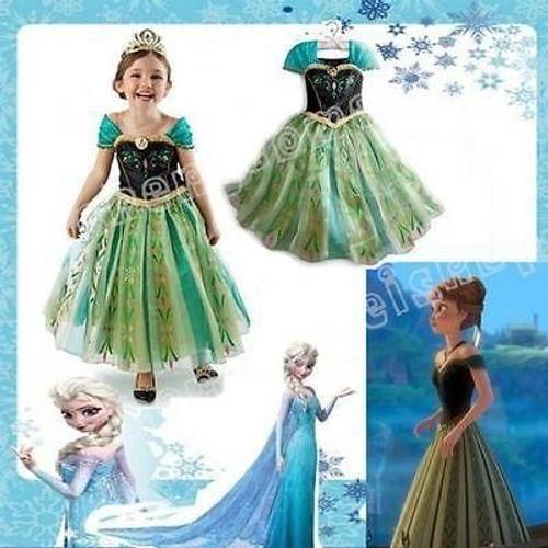 Girls Costume For Frozen Elsa Princess Anna Queen Cosplay Party Formal Dress 