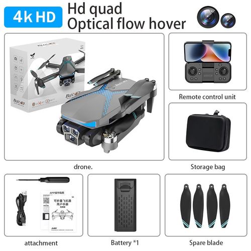 Gland 7 Drone Avec Camra Hd 8k,Wifi Fpv,Vido En Direct,Quadricoptre Rc Pliable,Sauna,Mode Sans Balais,Importateur Selfie Gestuel Pour Dbutants - Type Black-4k-1b