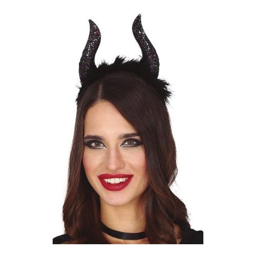 Glitter Horns Noir Bandeau (Taille Unique Adulte)