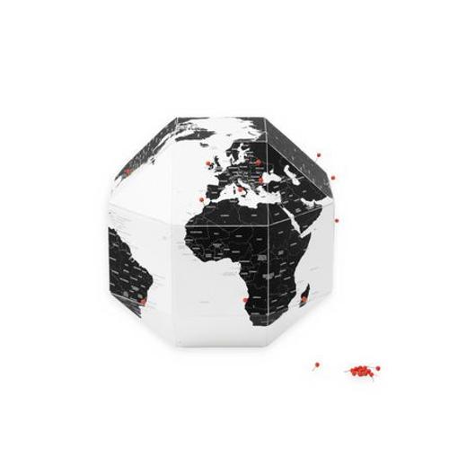 Globe Dear World En Carton Blanc Et Noir  23cm - Taille Unique