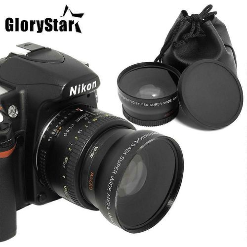 Glory Star 52mm 0.45x Objectif Grand Angle + Objectif Macro Pour Appareils Photo Reflex Numriques Nikon Avec Filetage De Filtre DObjectif Uv 52 Mm