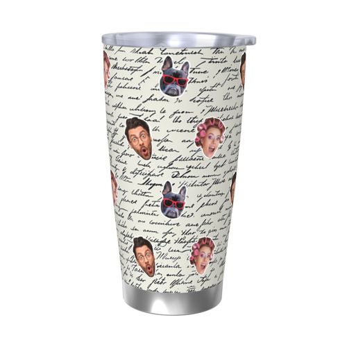 Gobelet Personnalis Avec Visage 590ml Ancienne criture = 3 Tasse De Caf Pour Voiture Avec Photo D'animaux De Compagnie,Bb,Enfants,Hommes,Femmes