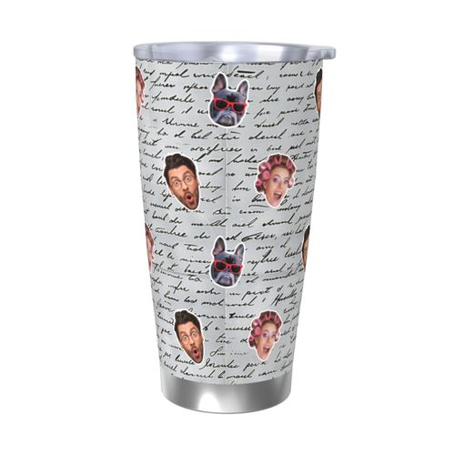 Gobelet Personnalis Avec Visage 590ml Ancienne criture = 6 Tasse De Caf Pour Voiture Avec Photo D'animaux De Compagnie,Bb,Enfants,Hommes,Femmes
