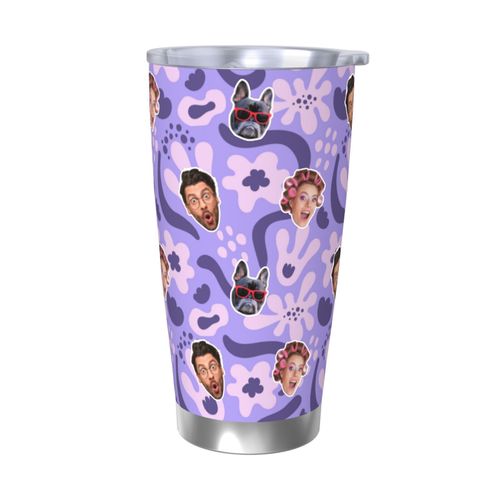 Gobelet Personnalis Avec Visage 590ml Fleurs Groovy De L'an 2000 = 8 Tasse De Caf Pour Voiture Avec Photo D'animaux De Compagnie,Bb,Enfants,Hommes,Femmes