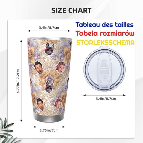 Gobelet Personnalis Avec Visage 590ml Maille De Dentelle Florale Boho  L'ancienne = 9 Tasse De Caf Pour Voiture Avec Photo D'animaux De Compagnie,Bb,Enfants,Hommes,Femmes