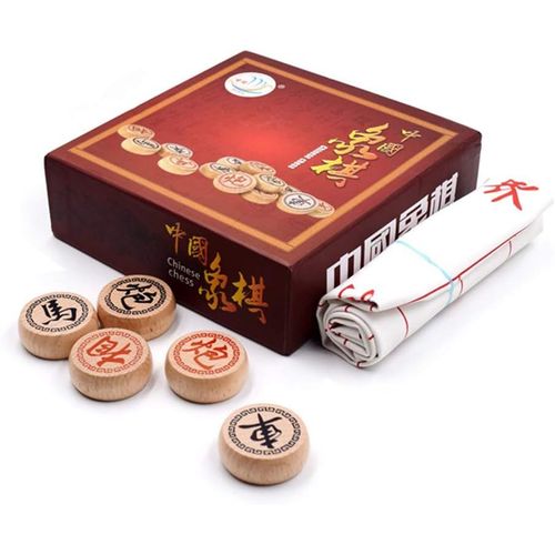 Gobus Ensemble D'checs Chinois Beechwood Ensemble De Jeux De Voyage Xiangqi Avec Un chiquier En Cuir Dans Une Bote En Papier Rigide Pour Dbutants Et Joueurs D'checs.[Y1194]