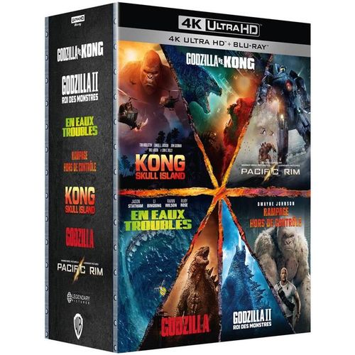 Godzilla + Godzilla : Roi Des Monstres + Kong : Skull Island + Godzilla Vs Kong + Rampage - Hors De Contrle + En Eaux Troubles + Pacific Rim - 4k Ultra Hd + Blu-Ray