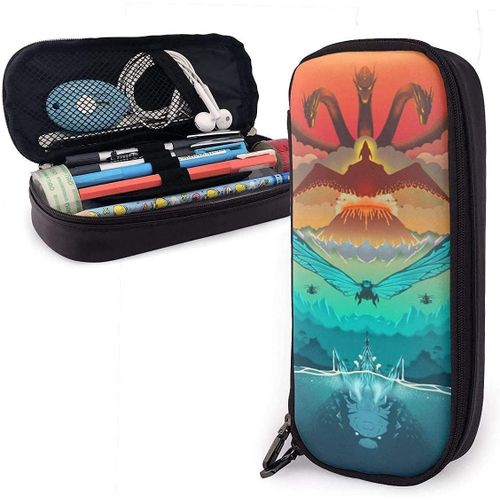 Godzilla Trousse  Crayons En Cuir Avec Double Fermeture clair Motif Monstre Titan