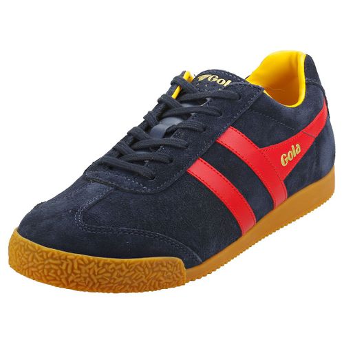 Gola Harrier Pour Hommes - Baskets Classiques En Cuir Et Daim, Bleu Marine Rouge Jaune - 46