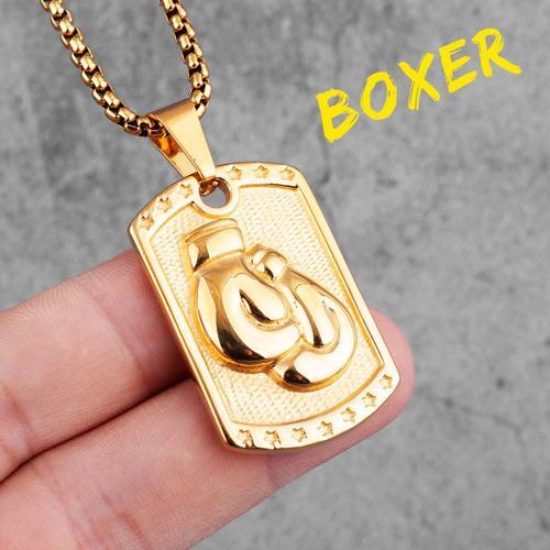 Gold Boxer-70 Cm -Gants De Musculation Pour Hommes,En Acier Inoxydable,Colliers,Chane,Pendentifs,Pour Petit Ami,Vente En Gros