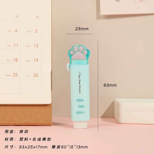 Gommes En Caoutchouc Patte De Chat Pour Enfants,Outil De Ration Pour tudiants,Fournitures Scolaires Et De Bureau,Papeterie Crative,Conception Push-Pull,Cadeau Kawaii,1 Pice - Type Bleu